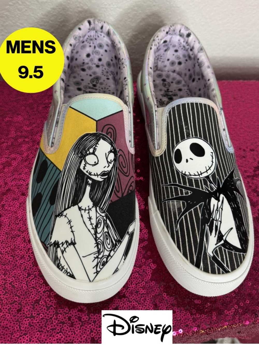 DISNEY ☠️ Men’s “Nightmare Before Christmas” Slip-On Low-Top Sneakers (Size 9.5)